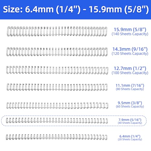 Rayson Wire Binding Spines, 5/16" 3:1 Pitch, 32-Loop Black, 100 Pack - size: 5/16" (40 Sheets Capacity)