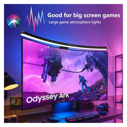 RGB Computer Monitor Light Bar Music Rhythm Dimmable Screen Hanging Desk Lamp for Gaming Reading - color: Curved RGB 60CM