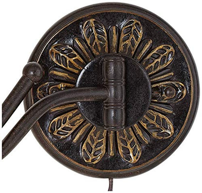 Rosslyn Bronze Plug-In Swing Arm Wall Lamps Set of 2 Rustic Light Fixture
