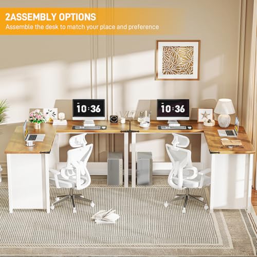 Vabches Farmhouse 50.39" L Shaped Executive Desk, Unique White - color: 50.39in Unique White With L-shaped