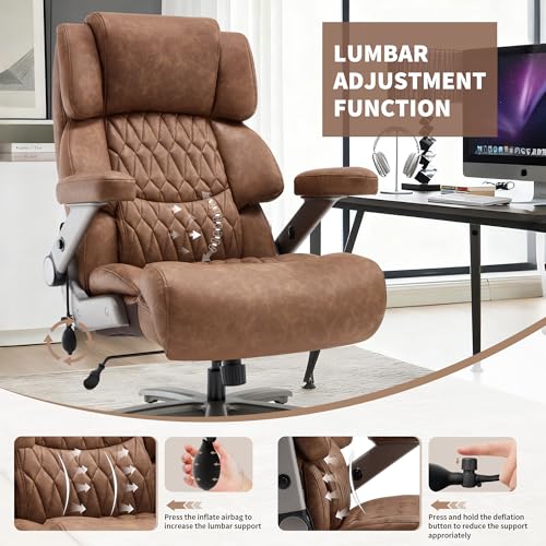 700lbs Big and Tall Office Chair, Large Heavy Duty Computer Desk Chair - color: Gold Brown