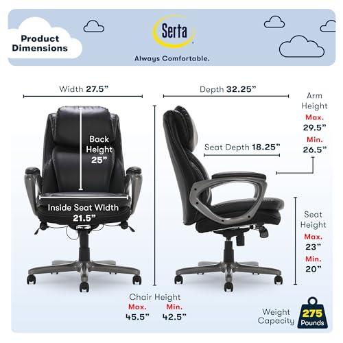 Serta® Smart Layers™ AIR Arlington Executive Chair, Black/Pewter