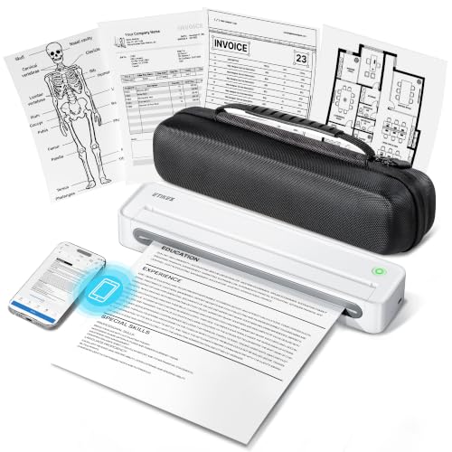 D90E Inkless Portable Thermal Printer with Case – 8.5" x 11", White - color: White