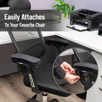 Mind Reader Air-Cloud Memory Foam Armrest Pads, Office & Gaming Chair Arm Rests, Elbow Support with Washable Cover, Black - size: Armrest