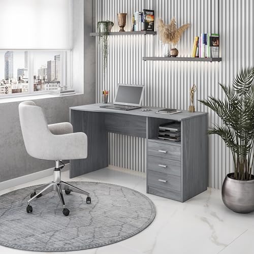 Techni Mobili 51 Inch Classic Computer Desk w/Drawers & Storage, Grey - color: Light Grey