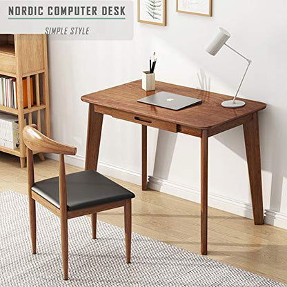 IOTXY Solid Wood Writing Desk - Home Office Laptop Computer Table, Walnut - color: Walnut, size: 80CM