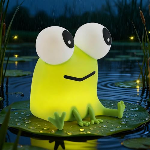 Frog Night Light for Kids with Timer Dimmable 3 Brightness 7 Colors Kawaii Frog Lamp Warm Sleep Aid USB Rechargeable Portable Night Lamp Decor for Girl Boy Nursery/Bedroom/Desk/Office - color: Frog