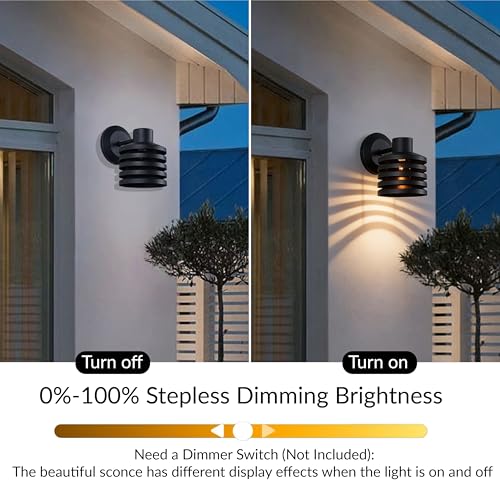 Industrial Matte Black Cylindrical Outdoor Wall Sconce with Louvered Design, Weatherproof Exterior Light Fixture, Farmhouse Lighting for Entrance, Courtyard, Porch, Patio, Garage