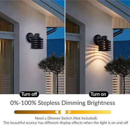 Industrial Matte Black Cylindrical Outdoor Wall Sconce with Louvered Design, Weatherproof Exterior Light Fixture, Farmhouse Lighting for Entrance, Courtyard, Porch, Patio, Garage