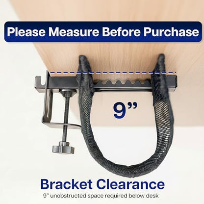 VIVO No Drill Clamp-on 55 inch Mesh Net Under Desk Cable Management Wire Organizer, Adjustable Home Office Standing Desk Cord Storage Sleeve, Black, DESK-AC55MH (Pack of 2) - size: 55" (Pack of 2)