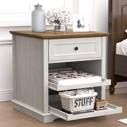 REDAYFUR Lateral File Cabinet 3 Drawer File Cabinet with Charging Station, Printer Stand with Open Adjustable Storage Shelves, Lateral Filing Cabinet for Home Office - color: White