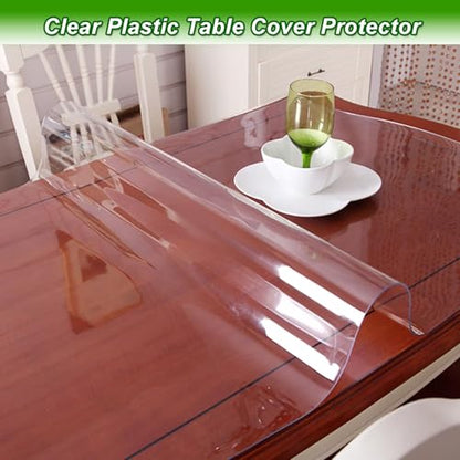 12 x 12 in Transparent Table Protector Mat - Heavy Duty Clear Plastic Desk Cover for Wood Furniture, Waterproof Heat Resistant Dining Table Topper, Protective Pad for Office Desk, Craft Table