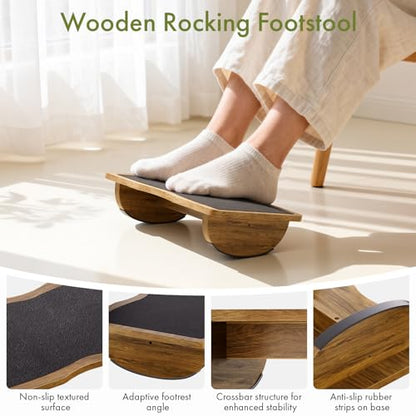 Ergonomic Wooden Foot Rest for Under Desk at Work - size: Single Layer