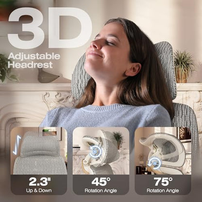 ELABEST X100 Ergonomic Mesh Office Chair with Footrest, Big and Tall Home Desk Chair with 5D Flip-Up Arms, Adjustable 3D Lumbar Support, Gaming & Executive Computer Chair (Foggy Morning) - color: Foggy Morning