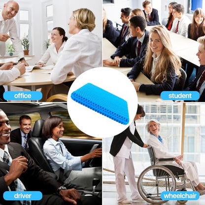 Gel Seat Cushion for Long Sitting, (Thick & Large) Cushion for Wheelchair | Gel Cushion for Office Chair, Soft & Breathable, Chair Cushion, Gel Car Seat Cushion for Hip Pain (Blue Cushion+Black Cover)