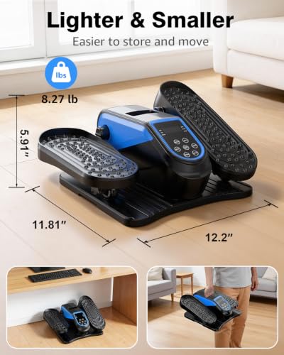 Under Desk Elliptical Mini Electric Leg Exerciser While Sitting for Seniors - color: Blue
