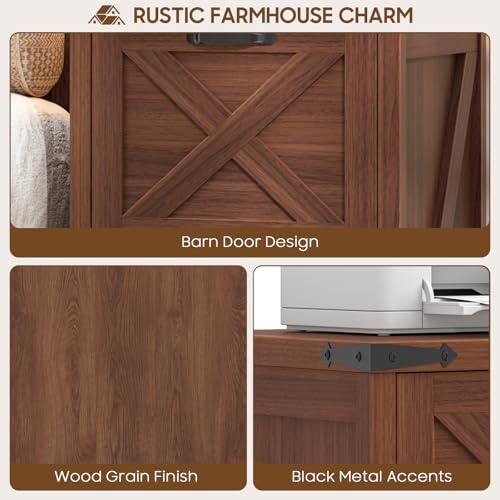 Halitaa Small Farmhouse File Cabinet with 2 Drawers for Home Office, Walnut - color: Walnut, size: 2 Drawers