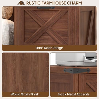 Halitaa Small Farmhouse File Cabinet with 2 Drawers for Home Office, Walnut - color: Walnut, size: 2 Drawers