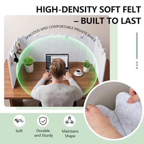 86.5 x 16'' Foldable Felt Desk Divider with 25 Thumbtacks & 8 Clips, Acoustic Desk Partition Privacy Panel, Versatile Cubicle Shield Hanging Note Item, for Office Home(Wavy) - style: Wavy