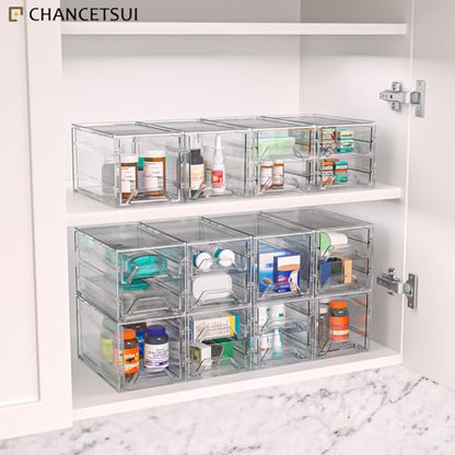 Acrylic Stackable Drawer Storage Organizer: Slim Desk Mini Drawers - size: 4.4” L x 8”W x 2” H