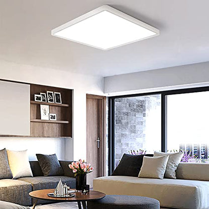 LED Flush Mount Ceiling Light Fixture, 2800K Warm White, 12inch 24W, 3200LM, Slim Flat Panel Lighting Fixture, Square Modern Ceiling Lamp for Bedroom, Kitchen, Living Room, Closet, Stairwell, IP40 - color: Warm White, size: Square-White