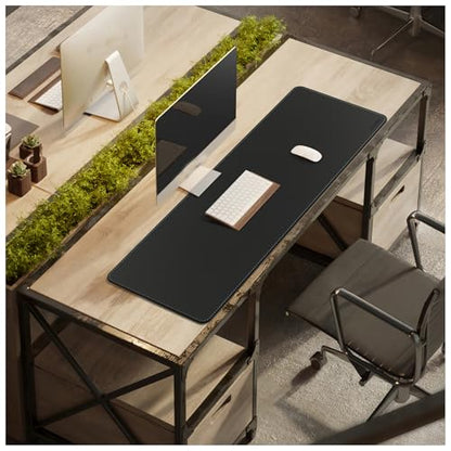 CENNBIE Leather Desk Mat - 43.6" x 16" Oversized Mouse Pad, Black - color: Black, size: 43.6" x 16"