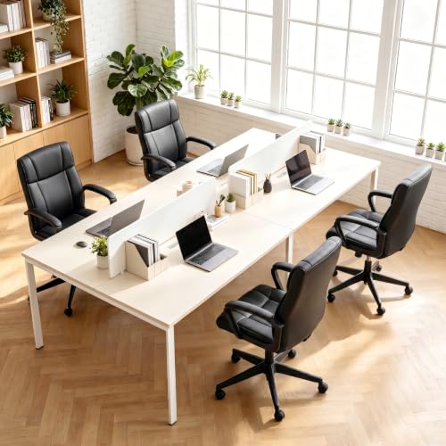 Office Desk Chair Set of 2 Conference Room Chairs Modern Ergonomic Executive Swivel Chair Adjustable Height PU Leather Home Desk Chair with Armrests Comfy Computer Task Chairs with Wheels - color: Black, size: Set of 2