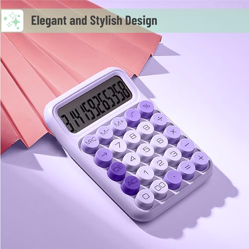 Mr. Pen- Mechanical Switch Calculator, 12 Digit Large LCD Display | Purple with Big Buttons, Mechanical Switch Calculator for Home, School, Office - color: Purple