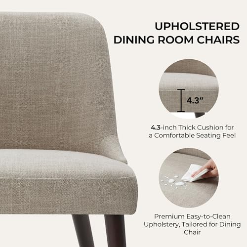 CHITA Mid-Century Modern Dining Chair, Upholstered Fabric Accent Chair for Dining Room, Set of 6, Beige - color: Beige, 6pcs