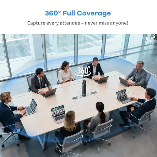 KanDao Meeting Pro 360-degree Video Conference Camera with Microphones and Speakers, AI Tracking, Smart Zooming, Automatic Focus, 4-in-one Standalone Meeting Room Camera System, Wi-fi/HDMI/USB - color: Grey-Black