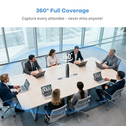 KanDao Meeting Pro 360-degree Video Conference Camera with Microphones and Speakers, AI Tracking, Smart Zooming, Automatic Focus, 4-in-one Standalone Meeting Room Camera System, Wi-fi/HDMI/USB - color: Grey-Black