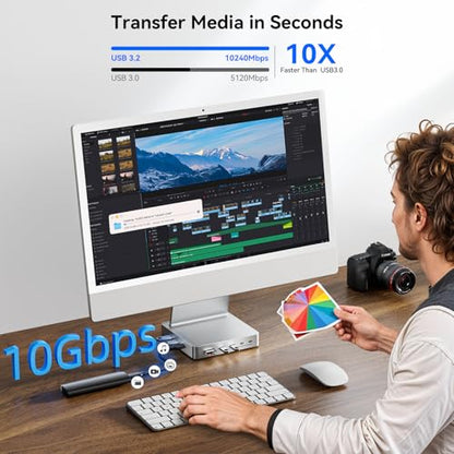 AGEEN 14-Port 10Gbps USB-C Hub for iMac 24 inch 2021/2023/2024 M1/M3/M4