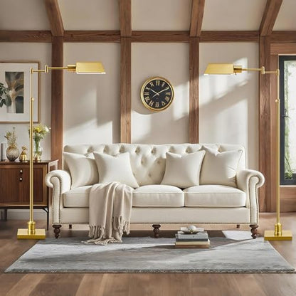 GyroVu Traditional Height Adjustable Pharmacy Floor Lamp with 350° Swing Arm, Color Temperature Adjustable Standing Lamp Metal Shade for Living Room Reading House Bedroom Home Office(Gold) - color: Gold