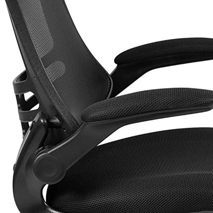 Flash Furniture Mesh Swivel Ergonomic Office Chair, Black, 5-Pack | Flip-up Arms - Set of 5, Mid-Back, Mesh Back - color: Black Mesh, size: Set of 5