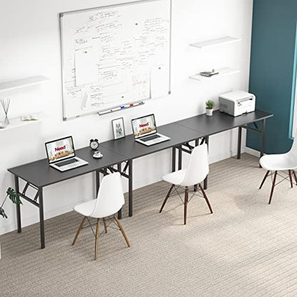 Need Office Computer Desk 39.3 Inch Sturdy Folding Laptop Table Black | Black Frame Writing Gaming Work Table/Foldable Home Office Desk/Sewing Table, No Assembly Required - color: Black & Black Frame, size: 39inch