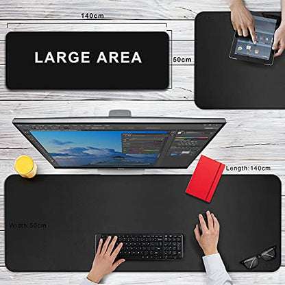 CENNBIE Leather Desk Mat,55" x 19.6" Extra Large Desk Pad Protector (Black) - color: Black, size: 19.6" x 55"