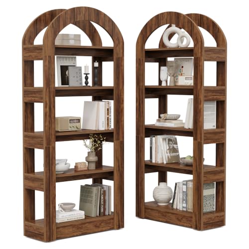 LITTLE TREE 5-Tier Arch-Shaped Bookshelf (2, Brown) - color: Brown, size: 2