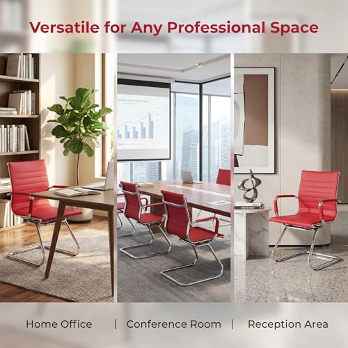 HNY 2-Pack PU Leather Office Guest Chairs - color: Burgundy, size: 2 PCS