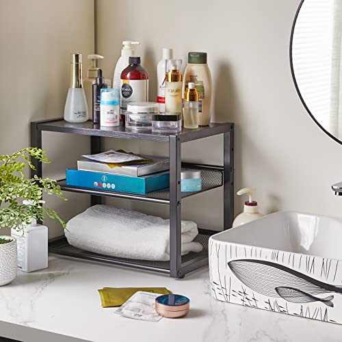 YMYNY 3 Tiers Desktop Printer Stand,17.32 x 13.78 x 11.02 in Black,UHPT001B