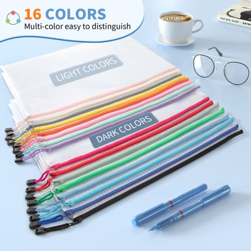 Umriox 32PCS 16 Colors Small Zipper Pouch, 9.5 x 7.1 in, Zipper Bags for Puzzles, School Office Supplies and Travel Storage - style: A5-32P