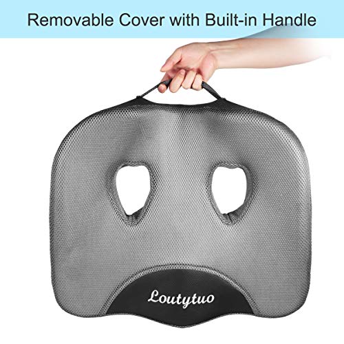 LOUTYTUO Seat Cushion Pillow,100% Memory Foam and Washable Cover,for Office Chair,Car Seat and Wheelchair,Tailbone & Sciatica & Back Pain Relief - color: Gray