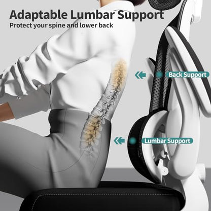 TRALT Office Chair Ergonomic Desk Chair - Gaming Chair with Lumbar Support | 330 LBS Home Office Desk Chairs with Headrest, Reading Chair with Flip-up Armrests, Comfortable Computer Chairs (1, Black) - color: Black & White
