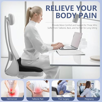 Enlarged19.7in Gel Seat Cushion Pressure Relief Cushion for Long Sitting - color: Black, size: XX-Large(19.7"*16.1"*3.5")