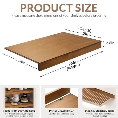 Gashell Wire Shelf Covers, Bamboo Wire Rack Covers for Pantry, Closet (4pcs, 25" W x 12" D) - size: 25"W x 12"D