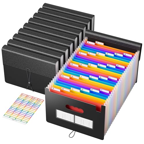 ABC life 10 Pack, 26 Pockets Accordion File Organizer, Black | Monthly Bill Receipt Documents Organizer, A-Z Colorful Tabs, Letter/A4 Size for Classroom Office Organization Home Hospital - color: 10pack 6 Tab Black