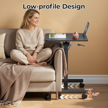 JOY worker 23.6" Small Rolling Standing Desk, 90° Tilt Mobile Laptop Cart - color: Black