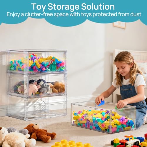 Vtopmart 2 Pack Large Clear Stackable Storage Drawers for Closet, 23QT | Easily Assemble Plastic Closet Storage Bins, Dust-Proof UnderBed Organizer for Clothing Underwear T-shirt Organization - style: 2pk Large