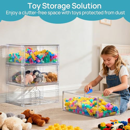 Vtopmart 2 Pack Large Clear Stackable Storage Drawers for Closet, 23QT | Easily Assemble Plastic Closet Storage Bins, Dust-Proof UnderBed Organizer for Clothing Underwear T-shirt Organization - style: 2pk Large
