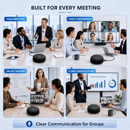 CS02 Conference Speakerphone with 10 AI Mics, 65FT Range, Portable USB Conference Speaker with Noise Reduction, Echo Cancellation & Full-Duplex Audio for 10-Person Meeting Rooms