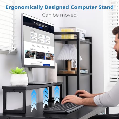 KATHY&BOB 59.1" Computer Desk with Power Outlets and Storage Shelves, Reversible Home Office Desk with 2 Fabric Drawers, Sturdy Writing Table with Detachable Monitor Stand for Small Spaces - color: Black